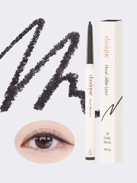 Ультратонкий карандаш для век в чёрном оттенке Dasique Mood Slim Liner #01 Daily Black