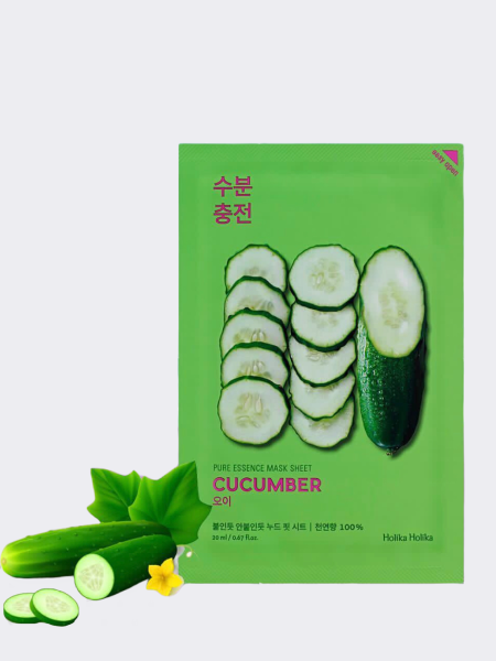 Успокаивающая тканевая маска с экстрактом огурца Holika Holika Pure Essence Mask Sheet Cucumber