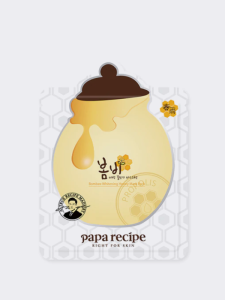 Осветляющая тканевая маска для лица с мёдом и алмазной пудрой Papa Recipe Bombee Whitening Honey Mask Pack Осветляющая тканевая маска для лица с мёдом и алмазной пудрой Papa Recipe Bombee Whitening Honey Mask Pack