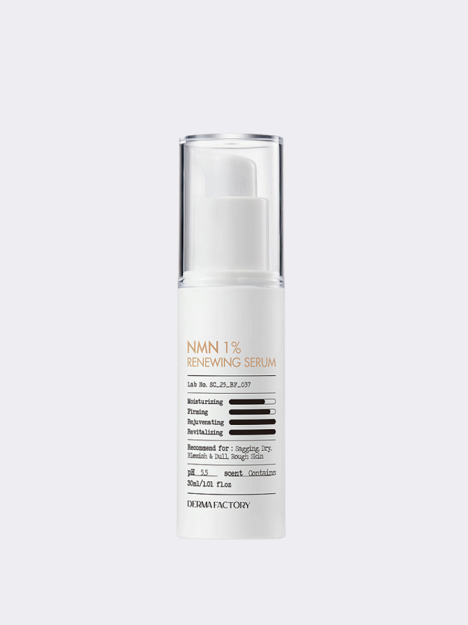 Восстанавливающая сыворотка для лица с ресвератролом Derma Factory NMN 1% Renewing Serum