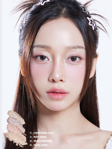 Многофункциональная палетка-хайлайтер Huemi Multi-Use Glow On Palette №02 Pure Glam