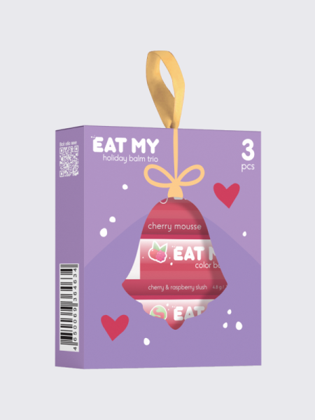 Набор бальзамов для губ с шиммером "Сладкие воспоминания" EAT MY BALM Holiday Balm Trio