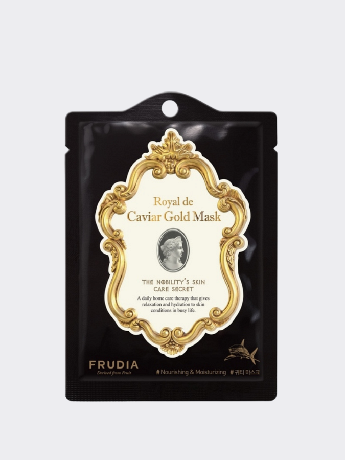 Омолаживающая тканевая маска с экстрактом икры и золотом FRUDIA Royal De Caviar Gold Mask