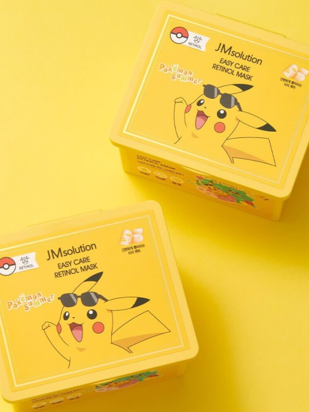 Набор обновляющих тканевых масок с ретинолом JMSolution Easy Care Retinol Mask Pokemon Summer