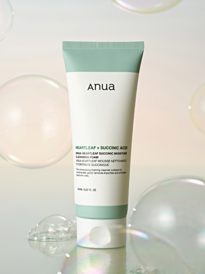 Успокаивающая пенка для умывания с янтарной кислотой ANUA Heartleaf Succinic Moisture Cleansing Foam
