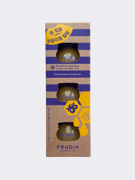 Увлажняющий бальзам для губ с черникой Подарочный набор Трио Frudia Blueberry Hydrating Honey Lip Balm Trio Увлажняющий бальзам для губ с черникой Подарочный набор Трио Frudia Blueberry Hydrating Honey Lip Balm Trio