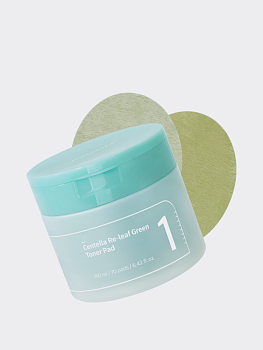 Успокаивающие тонер-пэды для лица с экстрактом центеллы Numbuzin No.1 Centella Re-Leaf Green Toner Pad