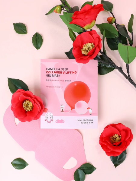 Лифтинг-маска для овала лица с экстрактом камелии и коллагеном Round Lab Camellia Deep Collagen V Lifting Gel Mask
