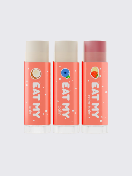 Набор бальзамов для губ с шиммером "Снежная нежность" EAT MY BALM Holiday Balm Trio