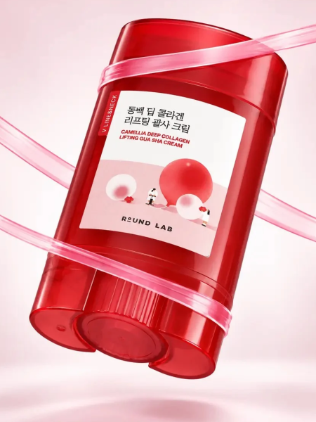 Разглаживающий крем-гуаша с экстрактом камелии и коллагеном ROUND LAB Camellia Deep Collagen Lifting Gua Sha Cream