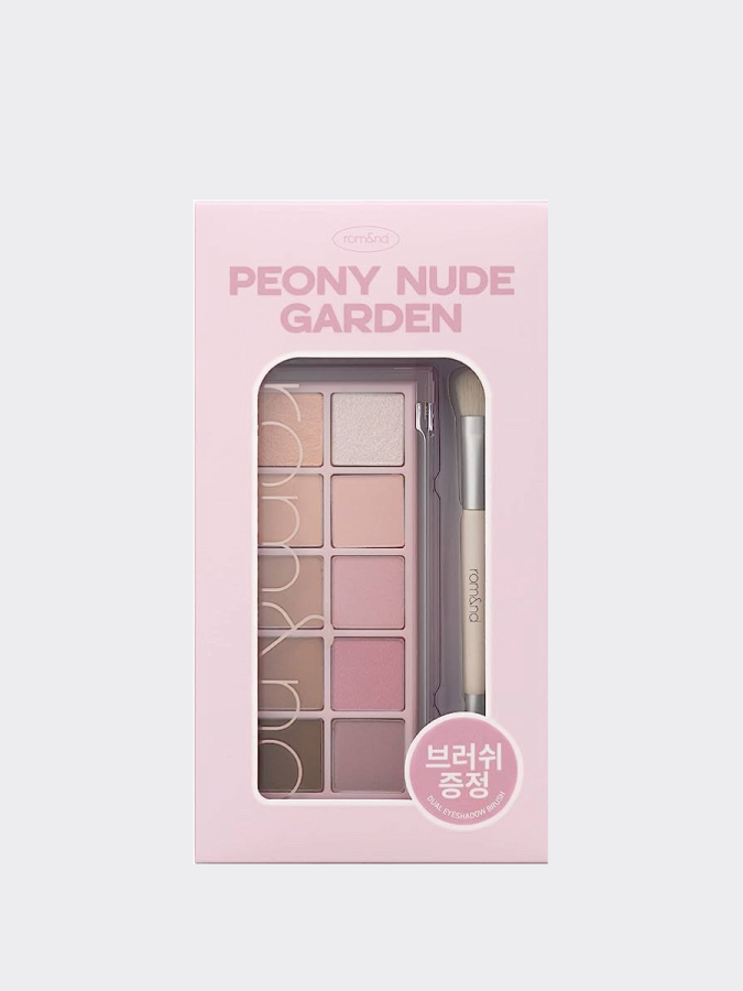 Набор теней для век и кисти для макияжа глаз rom&nd Better Than Palette Dual Brush Set 06 Peony Nude Garden