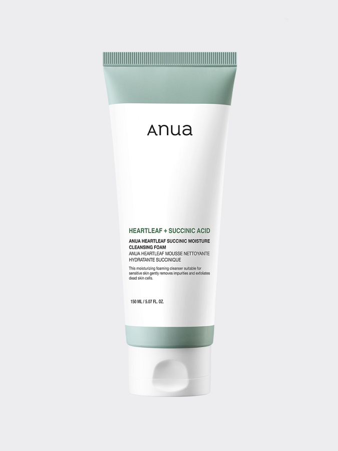 Успокаивающая пенка для умывания с янтарной кислотой ANUA Heartleaf Succinic Moisture Cleansing Foam