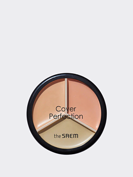 Палетка кремовых корректоров в бежевых оттенках The Saem Cover Perfection Triple Pot Concealer 01 Correct Beige
