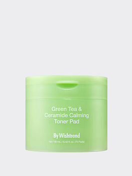 Успокаивающие тонер-диски с ПДРН и керамидами By Wishtrend Green Tea&Ceramide Calming Toner Pads