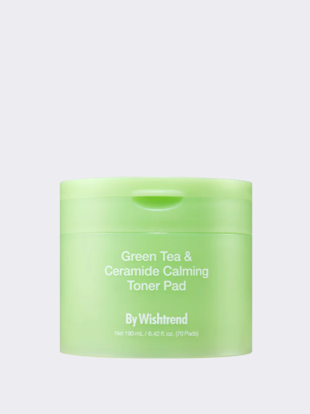 Успокаивающие тонер-пэды с ПДРН и керамидами By Wishtrend Green Tea&Ceramide Calming Toner Pads
