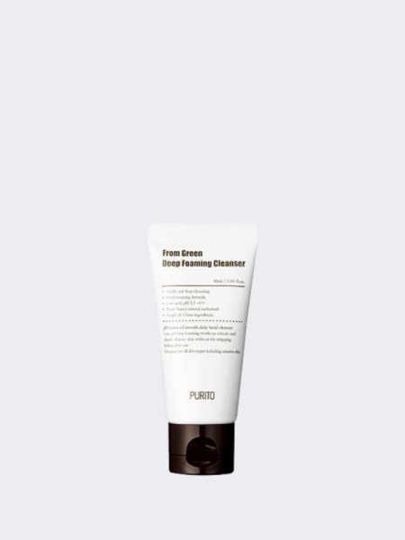МИНИ Слабокислотная пенка с центеллой и зеленым чаем Purito From Green Deep Foaming Cleanser МИНИ Слабокислотная пенка с центеллой и зеленым чаем Purito From Green Deep Foaming Cleanser