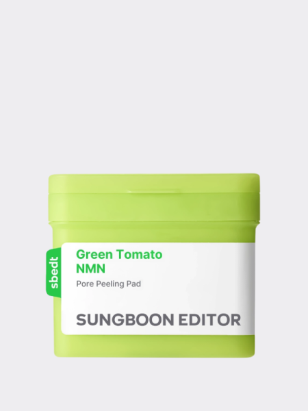 Мягкие отшелушивающие тонер-диски с экстрактом зелёного томата Sungboon Editor Green Tomato NMN Pore Peeling Pad