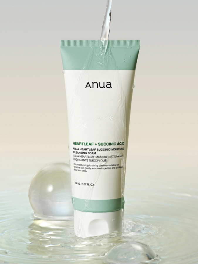 Успокаивающая пенка для умывания с янтарной кислотой ANUA Heartleaf Succinic Moisture Cleansing Foam