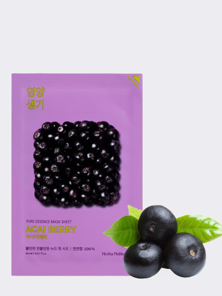 Витаминизирующая тканевая маска для лица с экстрактом ягод асаи Holika Holika Pure Essence Mask Sheet Acai Berry Витаминизирующая тканевая маска для лица с экстрактом ягод асаи Holika Holika Pure Essence Mask Sheet Acai Berry