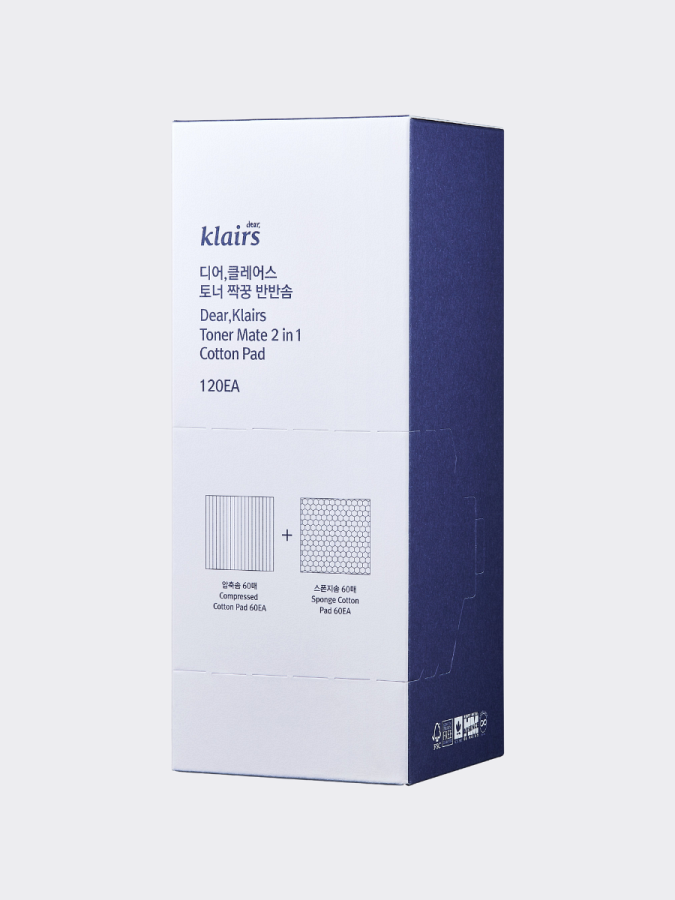 Хлопковые диски Dear, Klairs Toner Mate 2 in 1 Cotton Pad