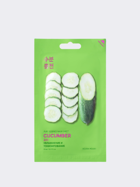Успокаивающая тканевая маска с экстрактом огурца Holika Holika Pure Essence Mask Sheet Cucumber