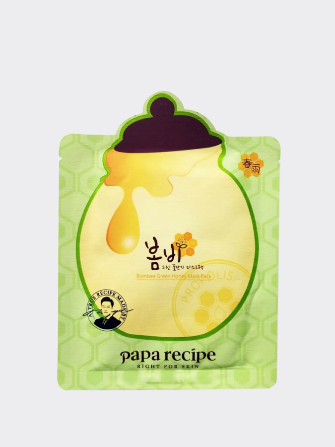 Восстанавливающая тканевая маска для лица с мёдом и экстрактом авокадо Papa Recipe Green Bombee Honey Mask Pack