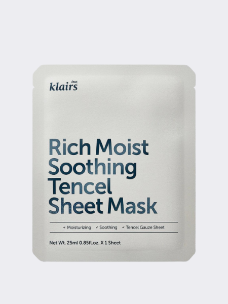 Восстанавливающая тканевая маска с керамидами Dear, Klairs Rich Moist Soothing Tencel Sheet Mask Восстанавливающая тканевая маска с керамидами Dear, Klairs Rich Moist Soothing Tencel Sheet Mask