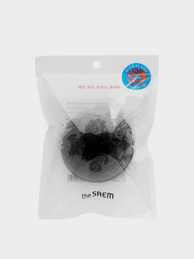 Очищающий спонж конняку с углём The Saem 100% Konjaku Charcoal Cleansing Spounge