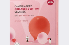Набор лифтинг-масок для овала лица с экстрактом камелии и коллагеном Round Lab Camellia Deep Collagen V Lifting Gel Mask