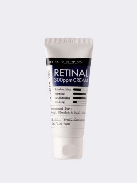 Мягкий разглаживающий ночной крем для лица с ретиналем Derma Factory Retinal 300ppm Cream Мягкий разглаживающий ночной крем для лица с ретиналем Derma Factory Retinal 300ppm Cream