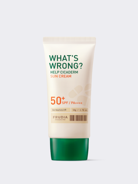 Солнцезащитный крем с экстрактом центеллы Frudia What’s Wrong Help Cicaderm Sun Cream SPF50+ PA++++ Солнцезащитный крем с экстрактом центеллы Frudia What’s Wrong Help Cicaderm Sun Cream SPF50+ PA++++