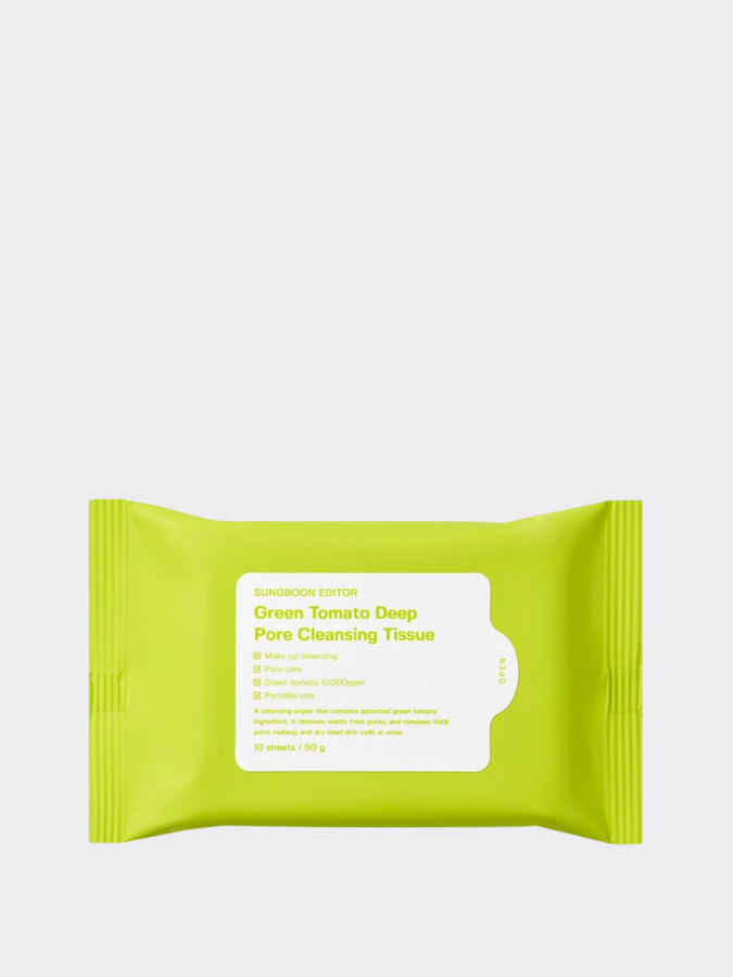 Очищающие салфетки для снятия макияжа Sungboon Editor Green Tomato Deep Pore Cleansing Tissue