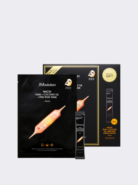 Набор питательных тканевых масок и ампул JMsolution Niacin Pearl Coconut Oil Pink Rose Набор питательных тканевых масок и ампул JMsolution Niacin Pearl Coconut Oil Pink Rose