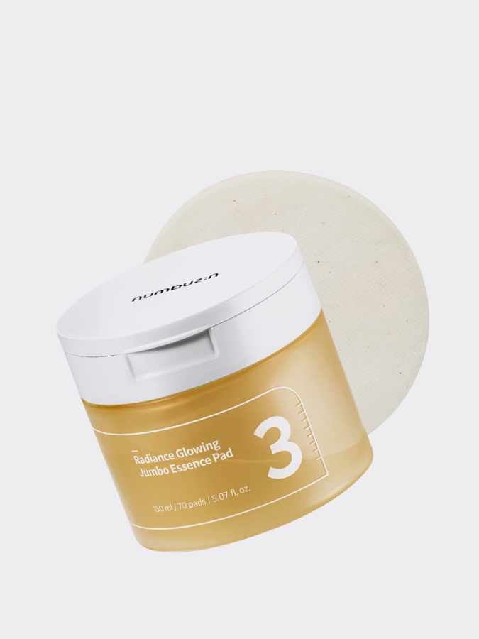 Тонер-диски с ферментами для сияния кожи Numbuzin No.3 Radiance Glowing Jumbo Essence Pad