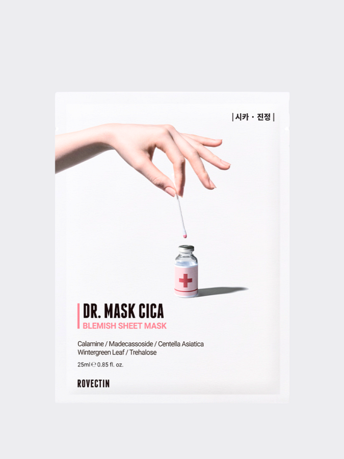 Восстанавливающая тканевая маска для лица ROVECTIN Skin Essentials Dr. Mask Cica Blemish Sheet Mask