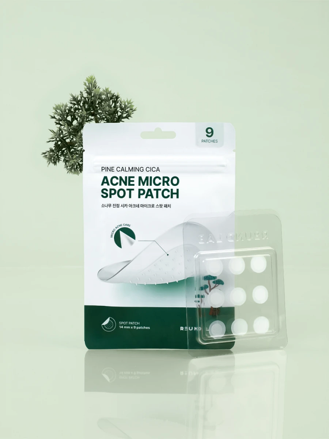 Патчи против воспалений с экстрактом сосны и микроиглами Round Lab Pine Calming Cica Acne Micro Spot Patch