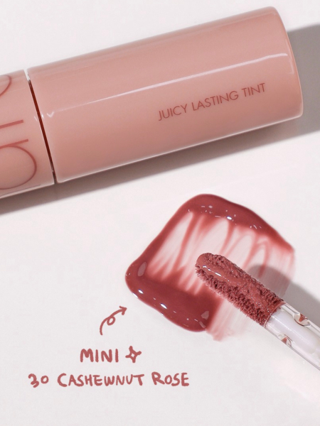 МИНИ Сочный глянцевый тинт для губ в орехово-розовом оттенке rom&nd Juicy Lasting Tint 30 Cashew Nut Rose МИНИ Сочный глянцевый тинт для губ в орехово-розовом оттенке rom&nd Juicy Lasting Tint 30 Cashew Nut Rose