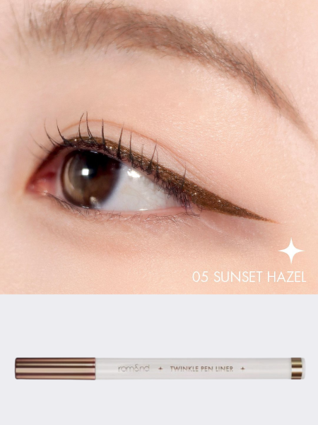 Сияющая подводка для век в коричневом оттенке rom&nd Twinkle Pen Liner 05 Sunset Hazel