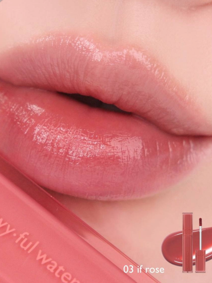 Лёгкий глянцевый пигмент в оттенке розовых лепестков rom&nd DEWY·FUL Water Tint 03 If Rose