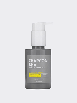 Очищающая пузырьковая маска для лица с древесным углём и BHA Some By Mi Charcoal BHA Pore Clay Bubble Mask
