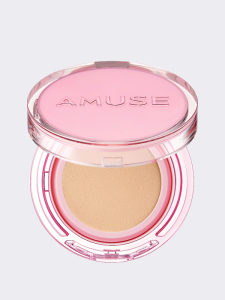 Тональный кушон с сияющим финишем AMUSE Dew Power Vegan Cushion SPF 50+ PA++++ 02 Healthy Тональный кушон с сияющим финишем AMUSE Dew Power Vegan Cushion SPF 50+ PA++++ 02 Healthy