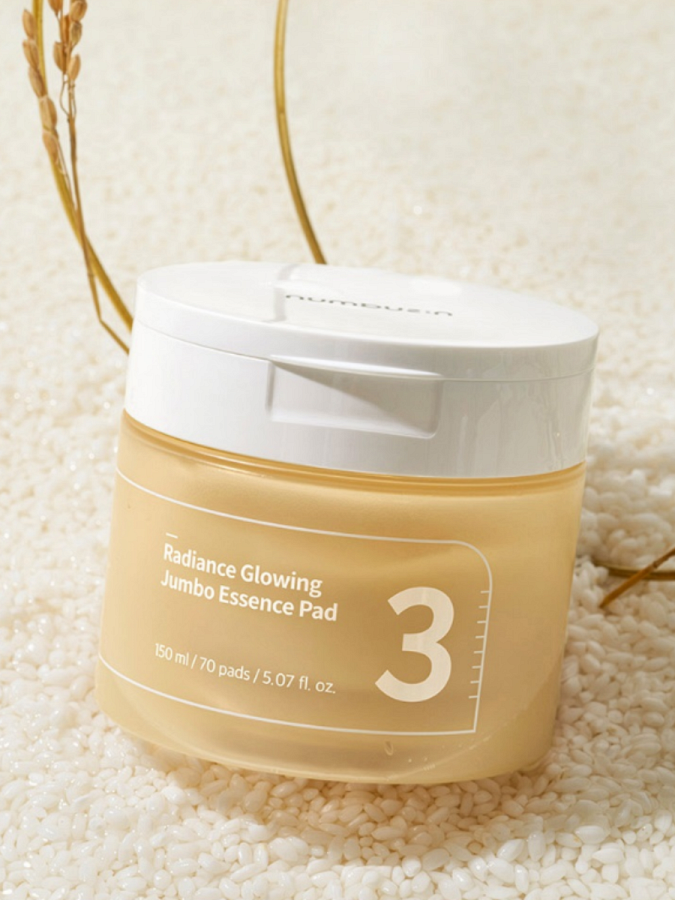 Тонер-диски с ферментами для сияния кожи Numbuzin No.3 Radiance Glowing Jumbo Essence Pad