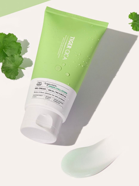 Успокаивающий крем-гель для лица с экстрактом центеллы азиатской  It's Skin Tiger Cica Green Chill Down Gel Cream Успокаивающий крем-гель для лица с экстрактом центеллы азиатской  It's Skin Tiger Cica Green Chill Down Gel Cream