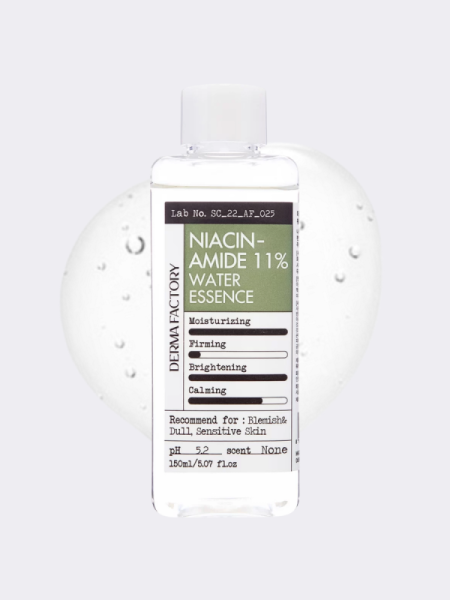Осветляющий тонер-эссенция для лица с ниацинамидом Derma Factory Niacinamide 11% Water Essence