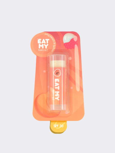 Солнцезащитный бальзам для губ с ароматом сочного персика и личи EAT MY Lip Balm SPF 30 Juicy Peach & Lychee