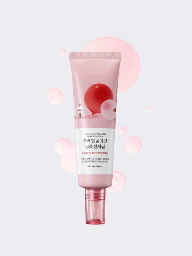 Солнцезащитный флюид с экстрактом камелии Round Lab Camellia Deep Collagen Firming Sun Serum SPF50+ PA++++
