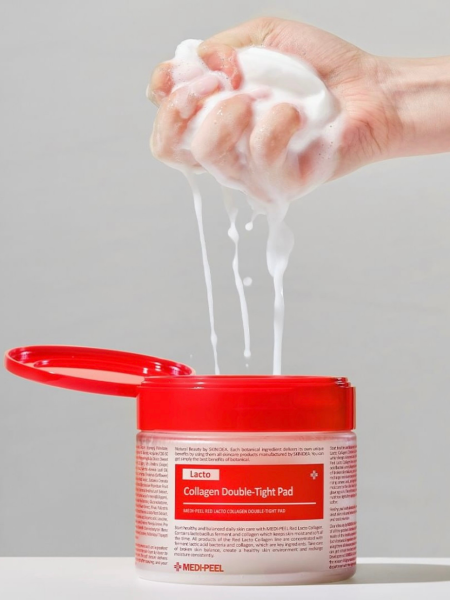 Отшелушивающие пэды с лактобактериями и коллагеном MEDI-PEEL Red Lacto Collagen Double-Tight Pad Отшелушивающие пэды с лактобактериями и коллагеном MEDI-PEEL Red Lacto Collagen Double-Tight Pad