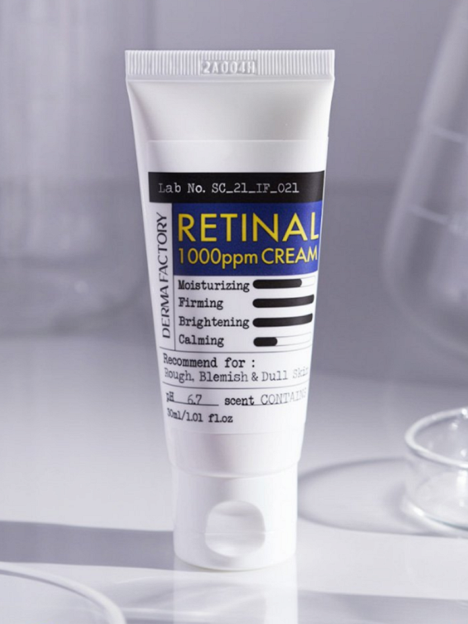 Интенсивный разглаживающий ночной крем для лица с ретиналем Derma Factory Retinal 1000ppm Cream