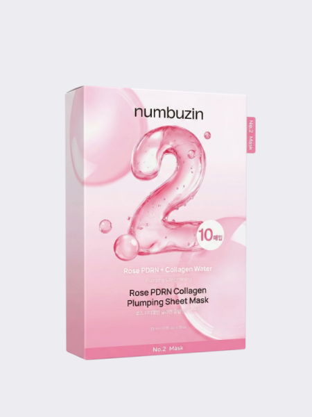 Набор укрепляющих тканевых масок для лица с ПДРН Numbuzin No.2 Rose PDRN Collagen Plumping Sheet Mask Set