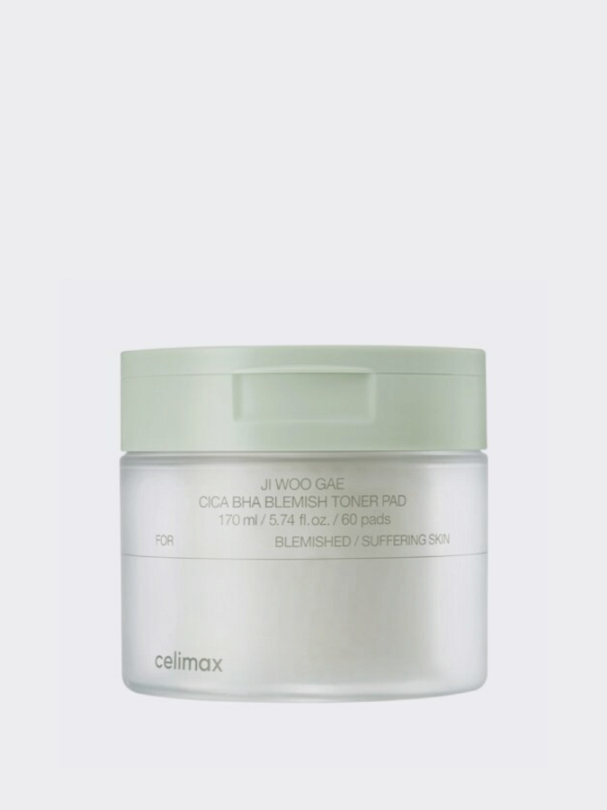 Успокаивающие тонер-пэды с экстрактом центеллы азиатской Celimax Ji Woo Gae Cica BHA Blemish Toner Pad